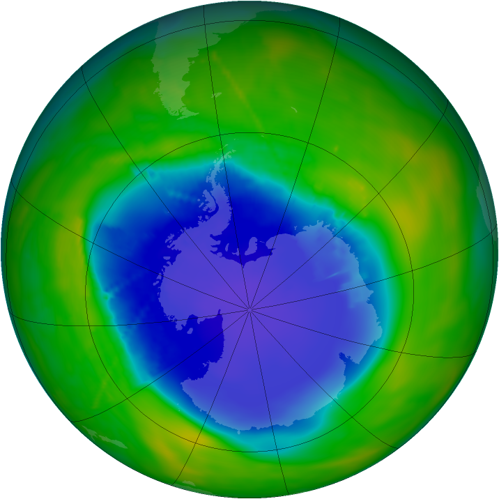 Antarctic ozone map for 03 November 2010